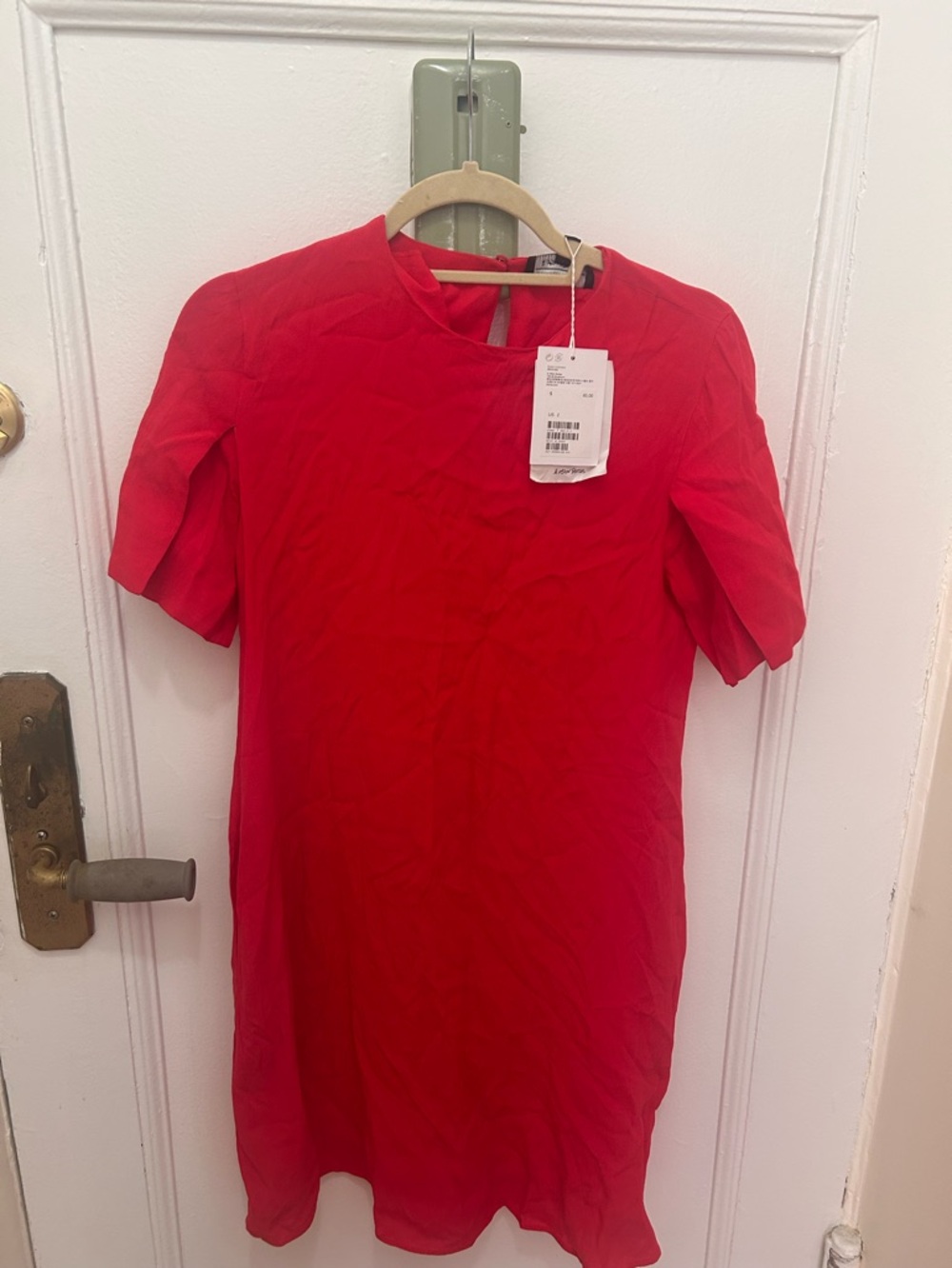 & Other Stories Red Short-Sleeve Midi Dress. Interesting sleeves. NWT